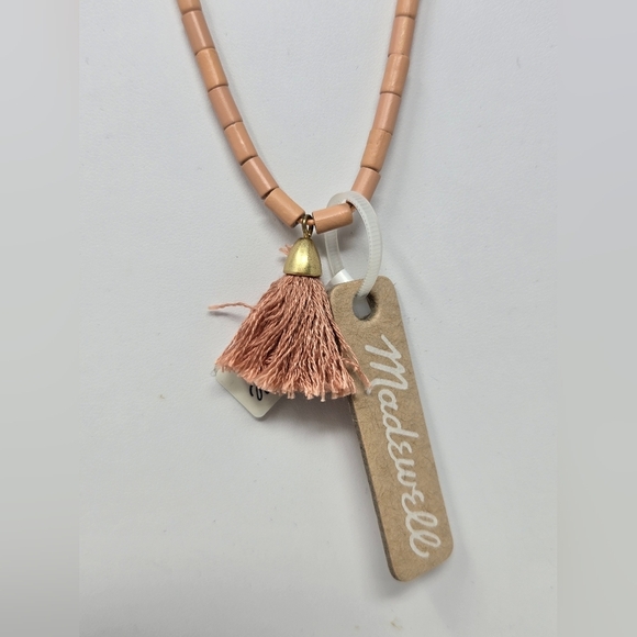 NWT MADEWELL BOHO TASSEL NECKLACE PEACH BLUSH SLIDE ADJUSTABLE FASHION JEWELRY - Picture 2 of 12